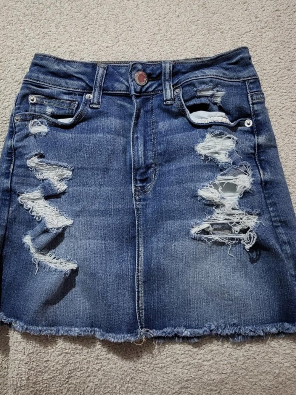 American Eagle Ripped Denim Skirt